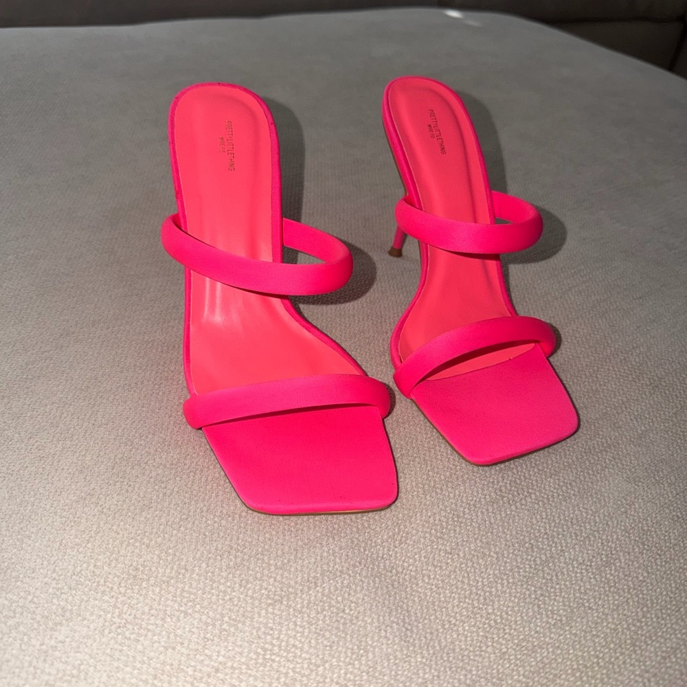 NEW • PrettyLittleThing Vibrant Pink double strap Mule NWOT